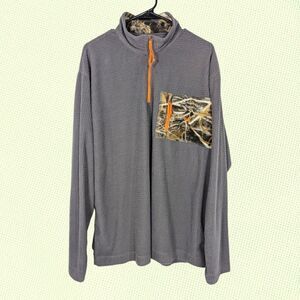 Southern Marsh 1/4‎ Zip Fleece FieldTec Waffled Gray/CAMO Pullover Men's XL